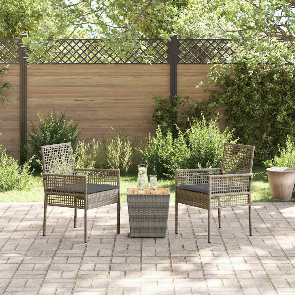 Set Bistro da Giardino 3 pcs Grigio polyrattan | homemem39