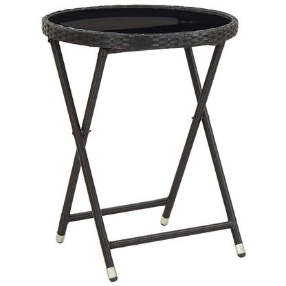 Set Bistro da Giardino 3 pcs Nero Poly Rattan