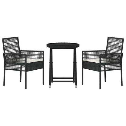 Set Bistro da Giardino 3 pcs Nero Poly Rattan