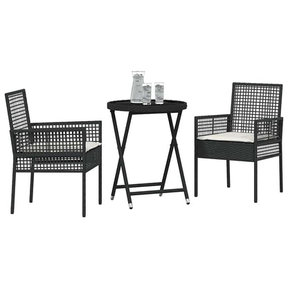Set Bistro da Giardino 3 pcs Nero Poly Rattan