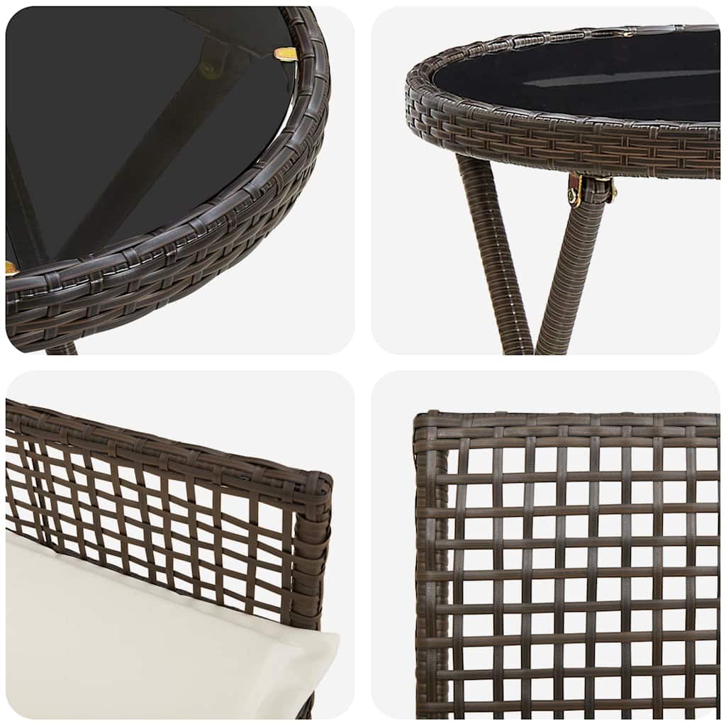 Set Bistro da Giardino 3 pcs Marrone Poly Rattan