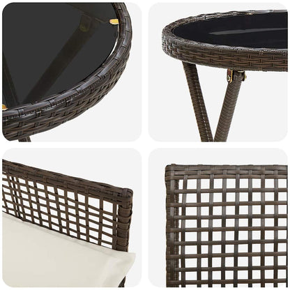 Set Bistro da Giardino 3 pcs Marrone Poly Rattan