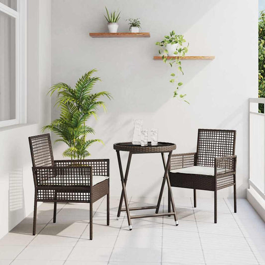 Set Bistro da Giardino 3 pcs Marrone Poly Rattan