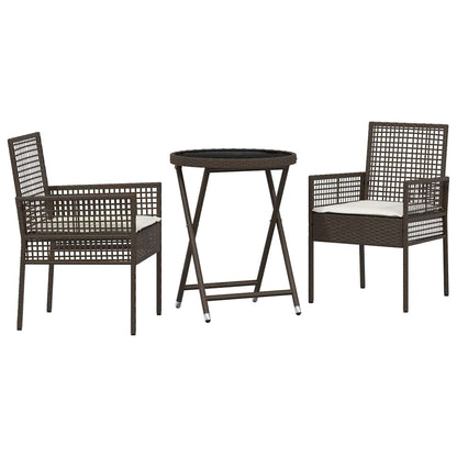Set Bistro da Giardino 3 pcs Marrone Poly Rattan
