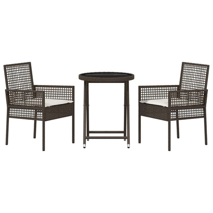 Set Bistro da Giardino 3 pcs Marrone Poly Rattan