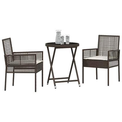 Set Bistro da Giardino 3 pcs Marrone Poly Rattan