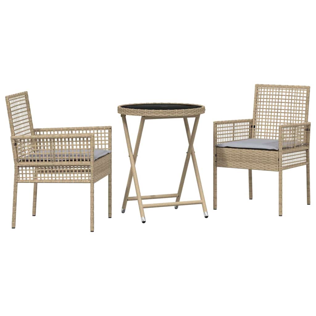 Set Bistro da Giardino 3 pcs Beige polyrattan
