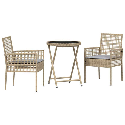 Set Bistro da Giardino 3 pcs Beige polyrattan