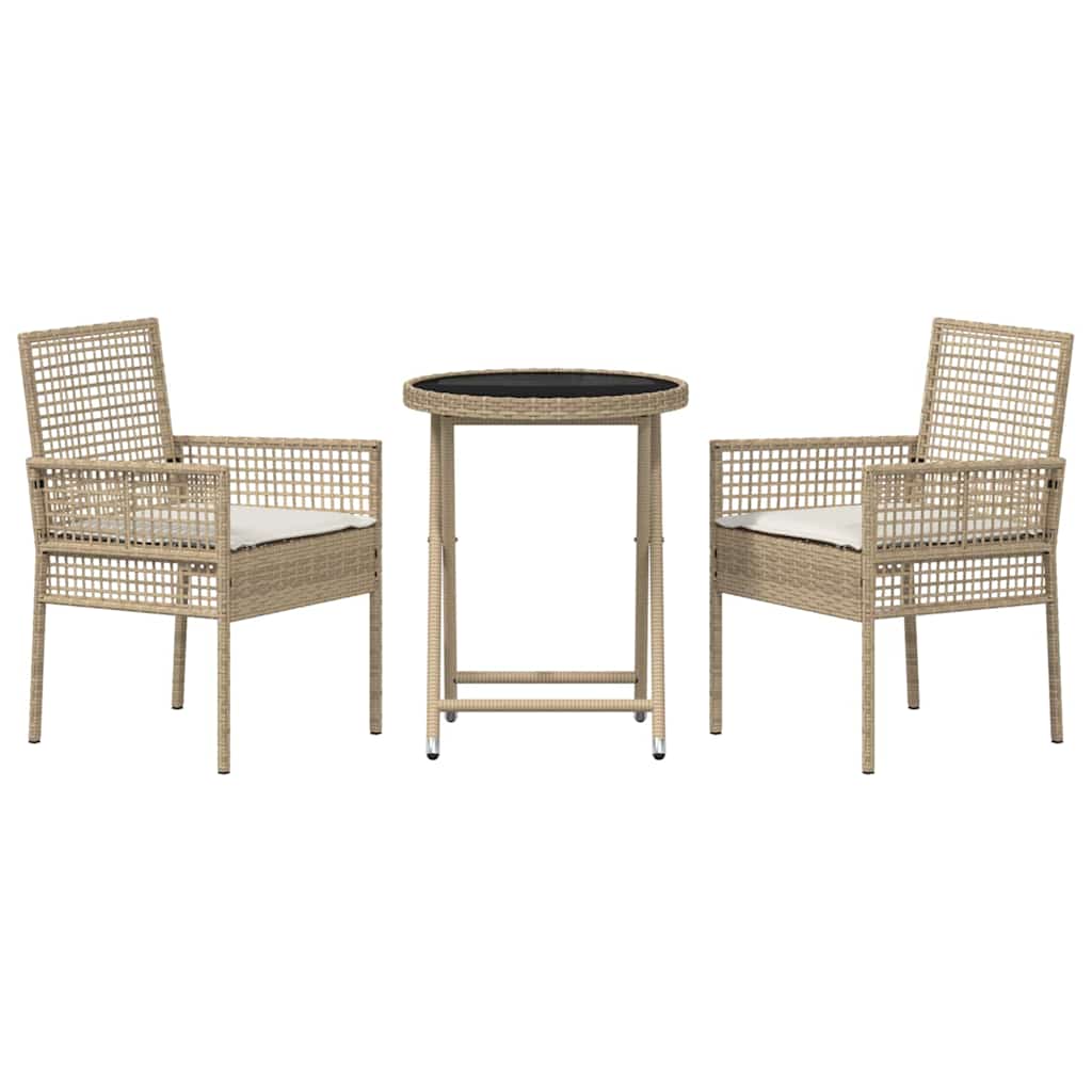 Set Bistro da Giardino 3 pcs Beige polyrattan | homemem39