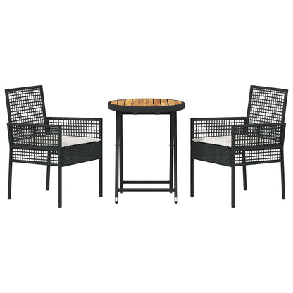 Set Bistro da Giardino 3 pcs Nero Poly Rattan