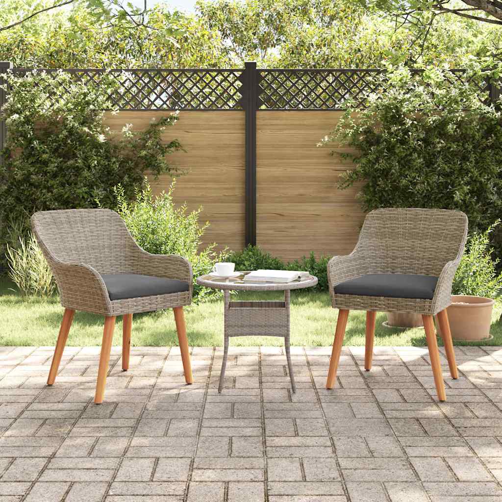 Sedia da Giardino 2 pcs Nero 55 x 62.5 x 82cm polyrattan