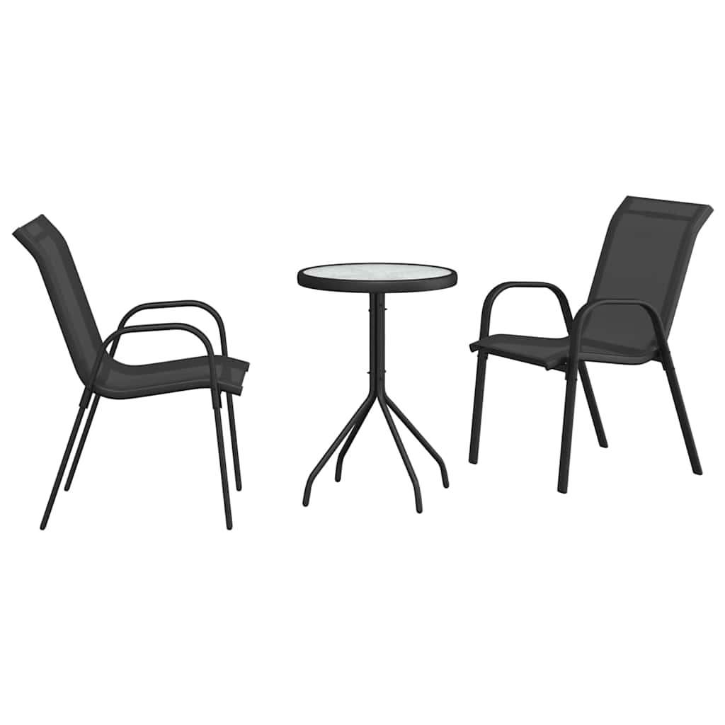 Set Bistro da Giardino 3 pcs Nero Acciaio - homemem39