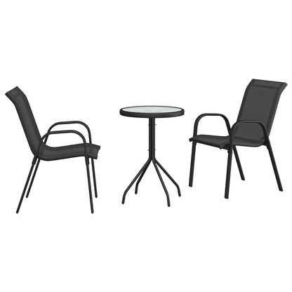 Set Bistro da Giardino 3 pcs Nero Acciaio - homemem39