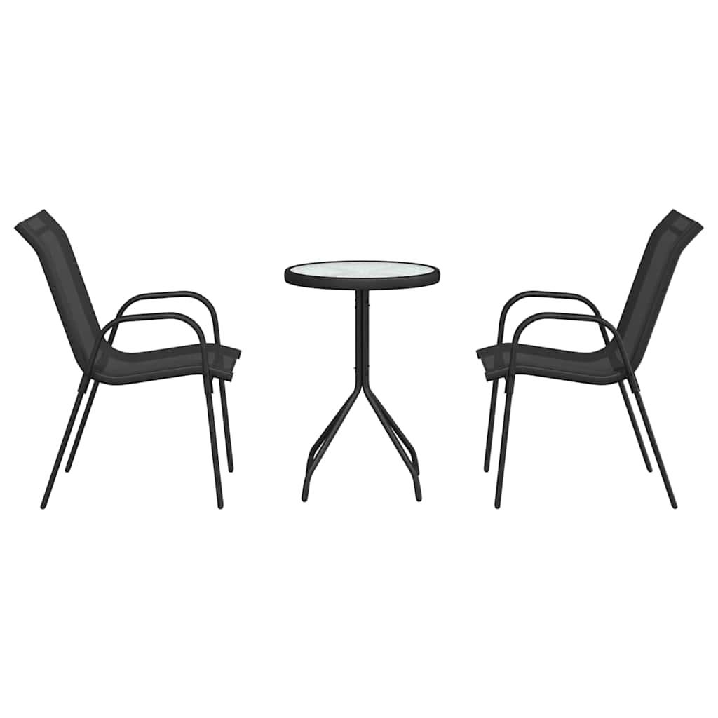 Set Bistro da Giardino 3 pcs Nero Acciaio - homemem39