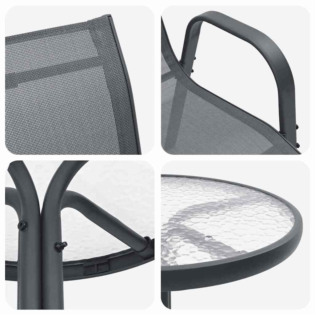 Set Bistro da Giardino 3 pcs Grigio Acciaio - homemem39