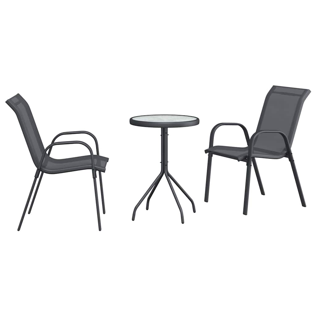 Set Bistro da Giardino 3 pcs Grigio Acciaio - homemem39