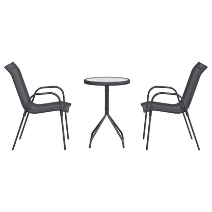 Set Bistro da Giardino 3 pcs Grigio Acciaio - homemem39