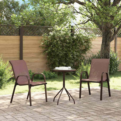 Set Bistro da Giardino 3 pcs Marrone Acciaio - homemem39