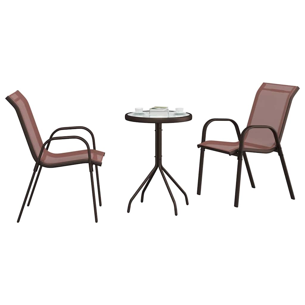 Set Bistro da Giardino 3 pcs Marrone Acciaio - homemem39
