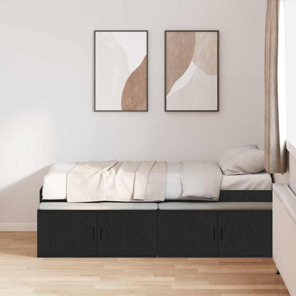 Struttura letto con contenitore Rovere nero 100 x 200 cm - homemem39