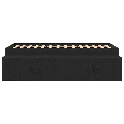 Struttura letto con contenitore Rovere nero 100 x 200 cm - homemem39