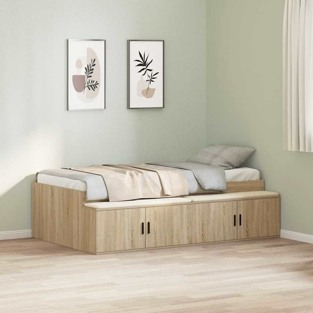 Struttura letto con contenitore rovere sonoma 100 x 200 cm - homemem39