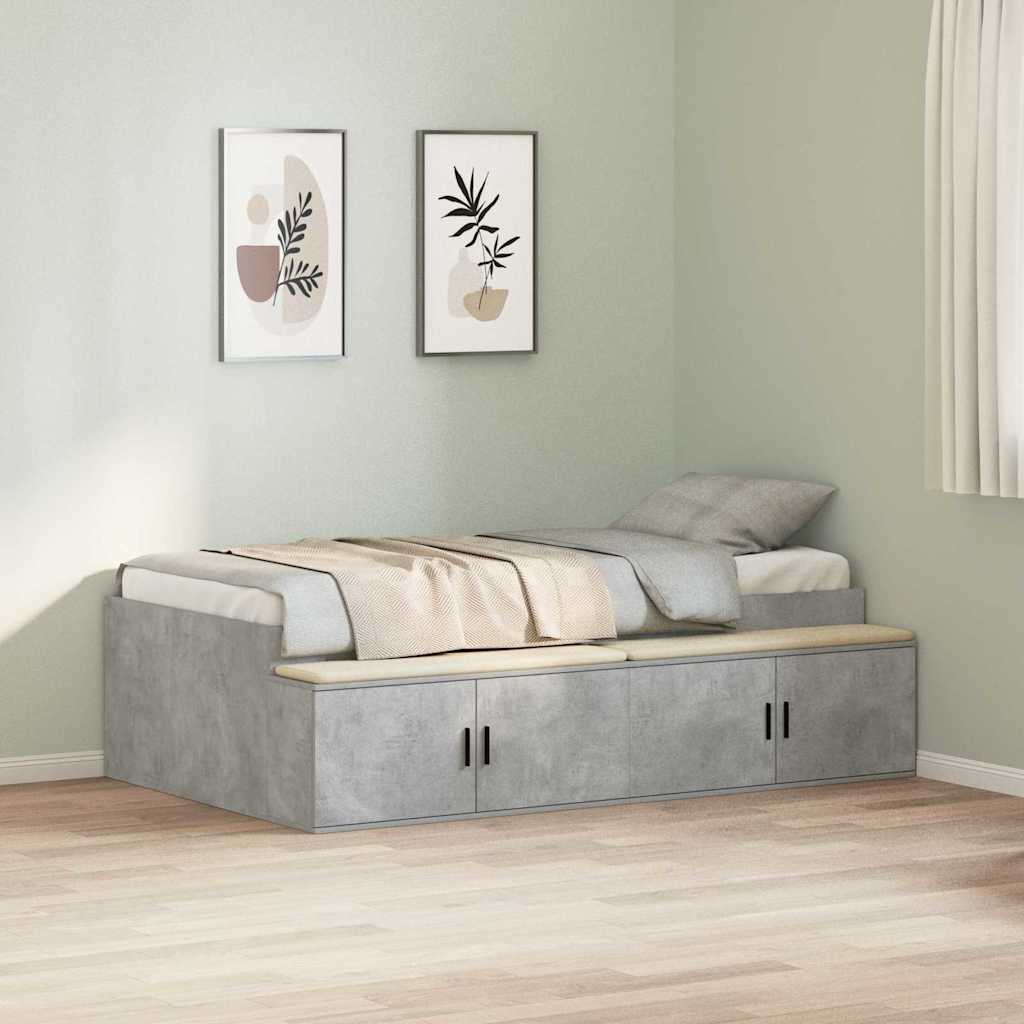Struttura letto con contenitore Grigio cemento 100 x 200 cm - homemem39