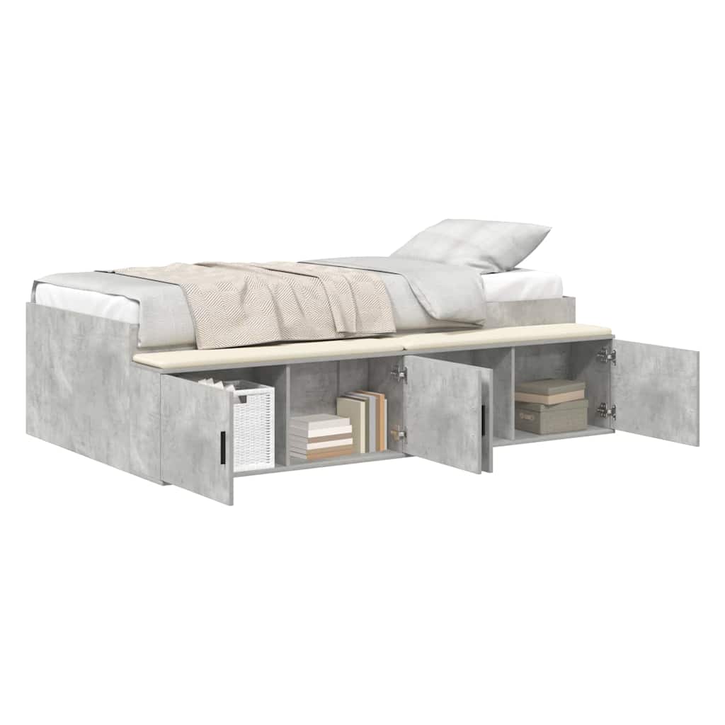 Struttura letto con contenitore Grigio cemento 100 x 200 cm - homemem39