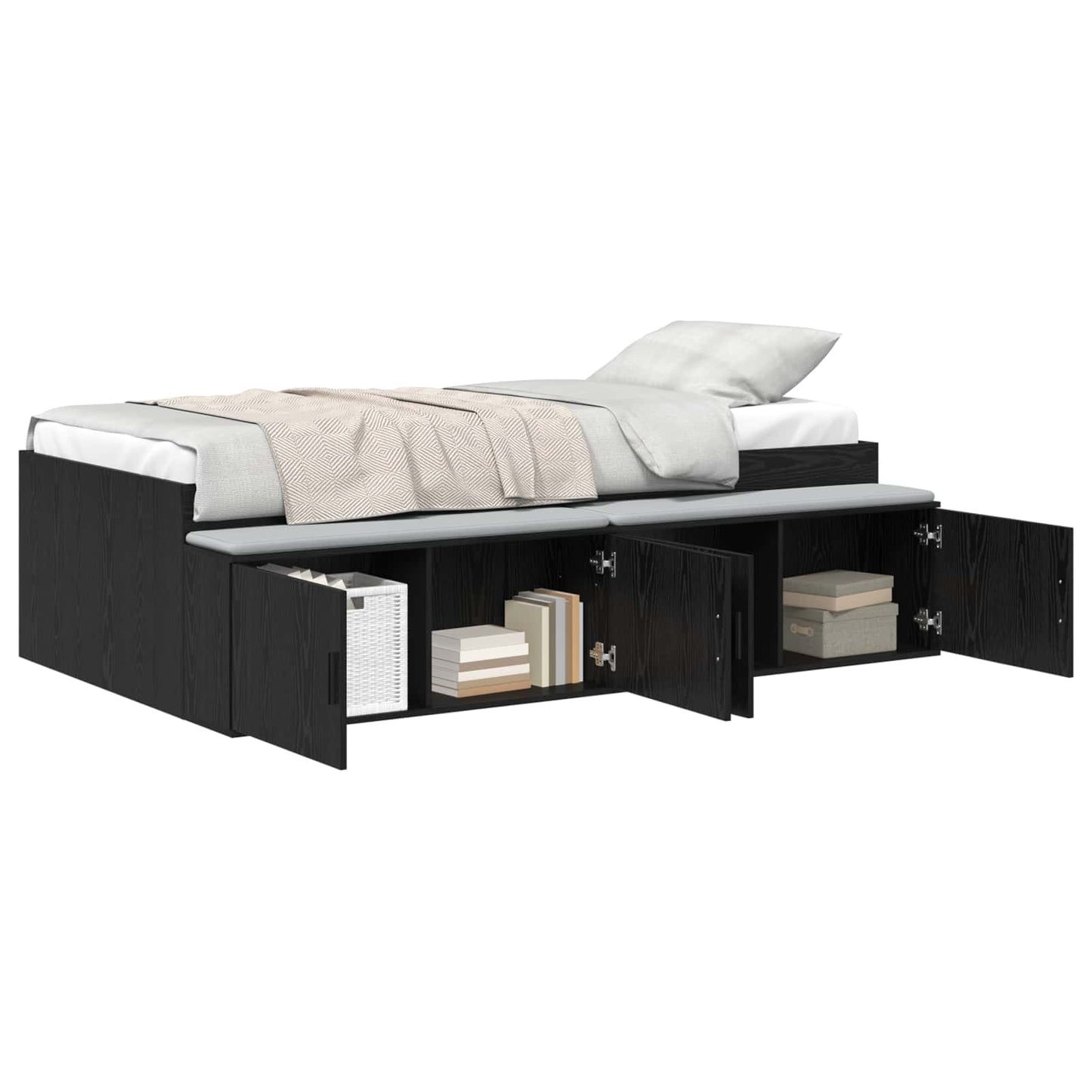 Struttura del letto Rovere Nero 90 x 200 cm Legno multistrato