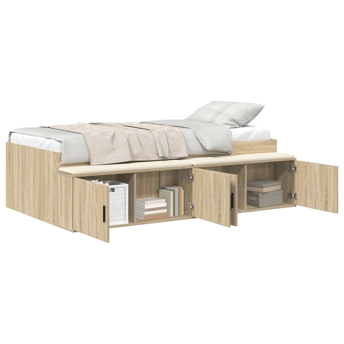 Struttura del letto Rovere Sonoma 90 x 200 cm Legno multistrato | homemem39