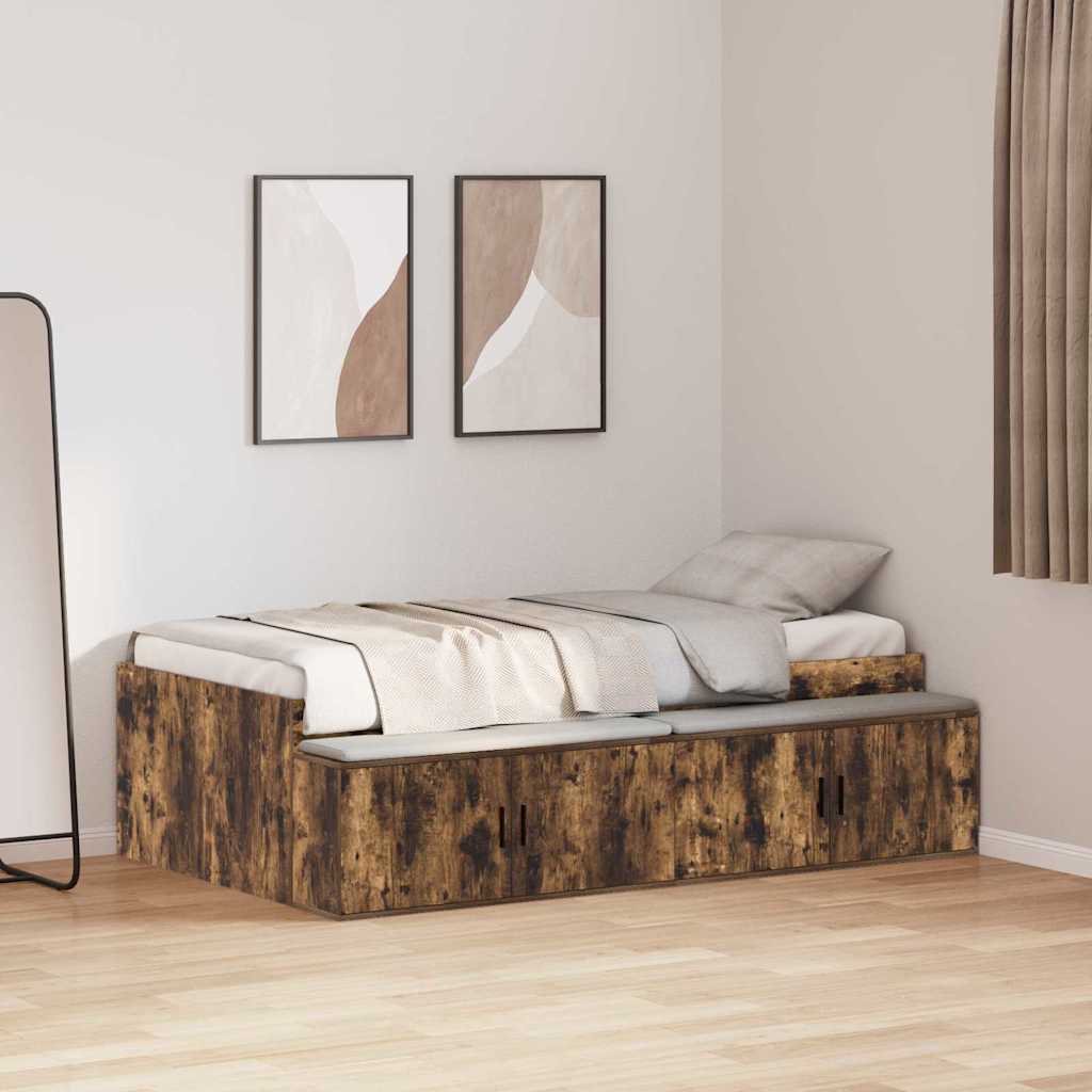 Struttura del letto Rovere fumé 90 x 200 cm Legno multistrato | homemem39