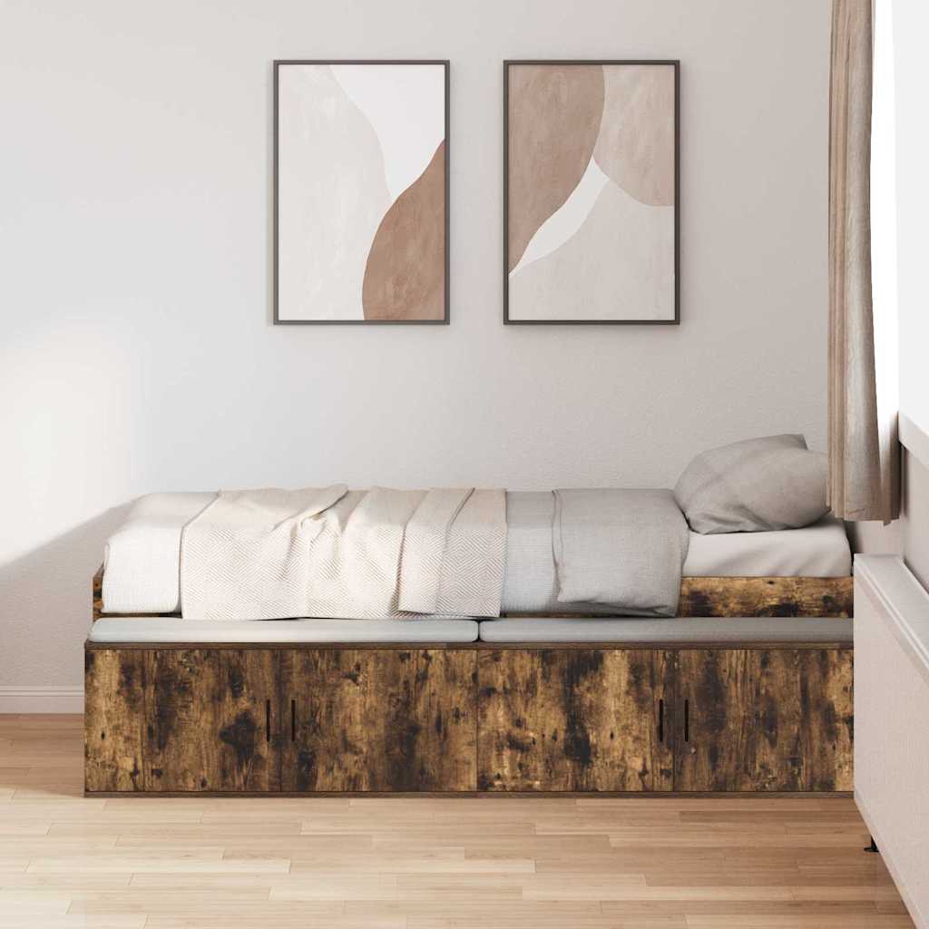 Struttura del letto Rovere fumé 90 x 200 cm Legno multistrato | homemem39