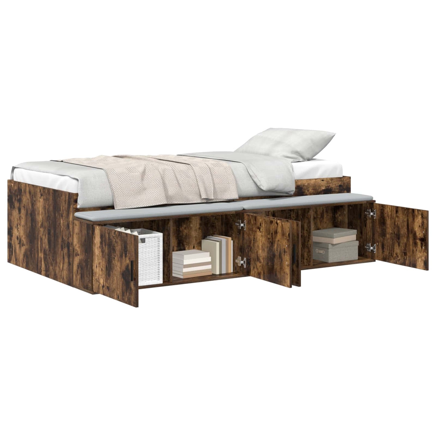 Struttura del letto Rovere fumé 90 x 200 cm Legno multistrato | homemem39