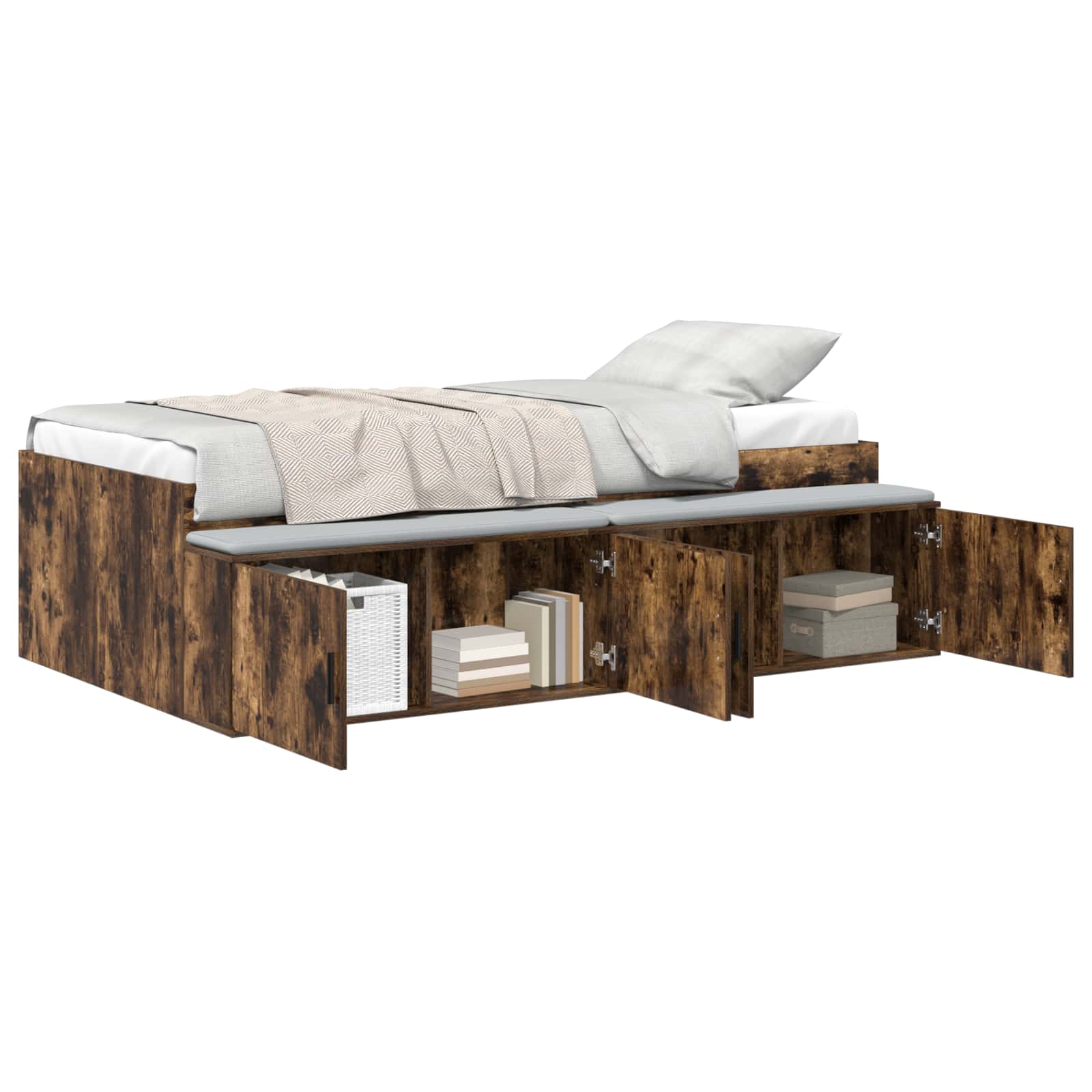 Struttura del letto Rovere fumé 90 x 200 cm Legno multistrato | homemem39