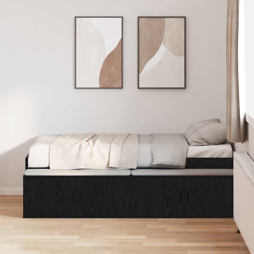 Struttura letto con contenitore Rovere nero 80 x 200 cm - homemem39