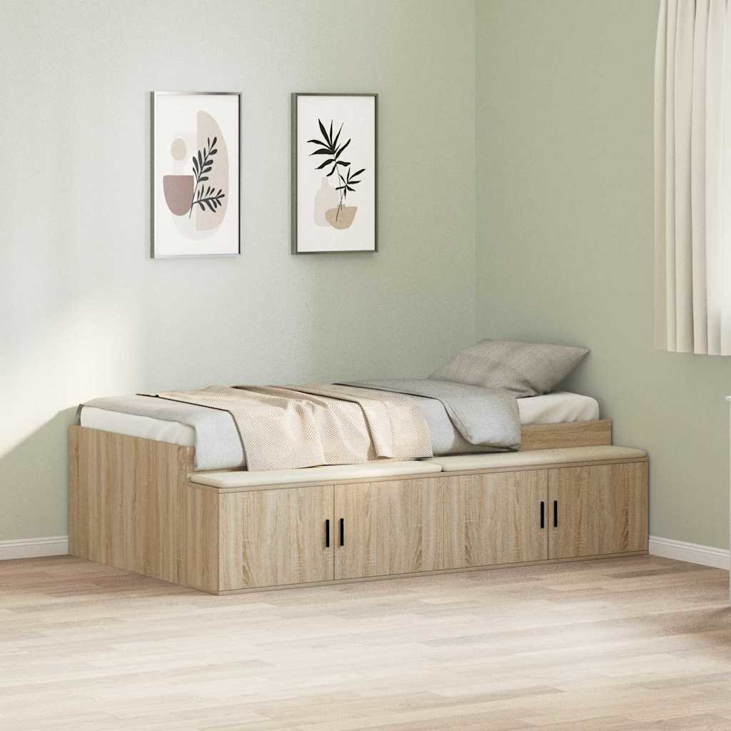 Struttura letto con contenitore rovere sonoma 90 x 190 cm