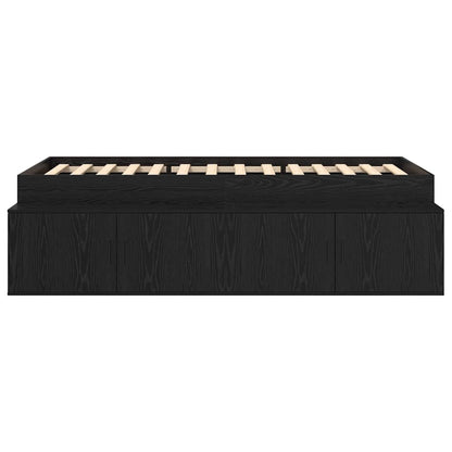 Struttura letto con contenitore Rovere nero 75 x 190 cm