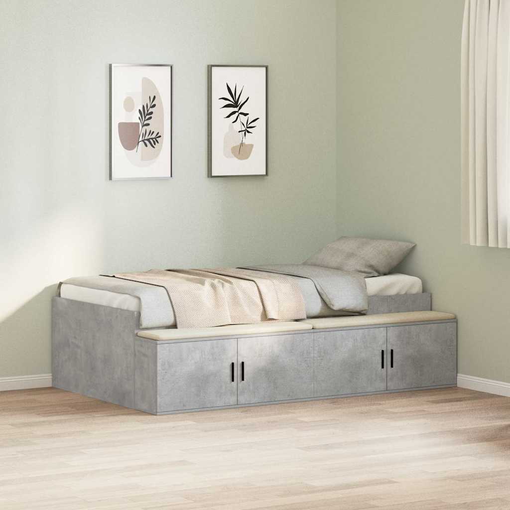 Struttura letto con contenitore Grigio cemento 75 x 190 cm