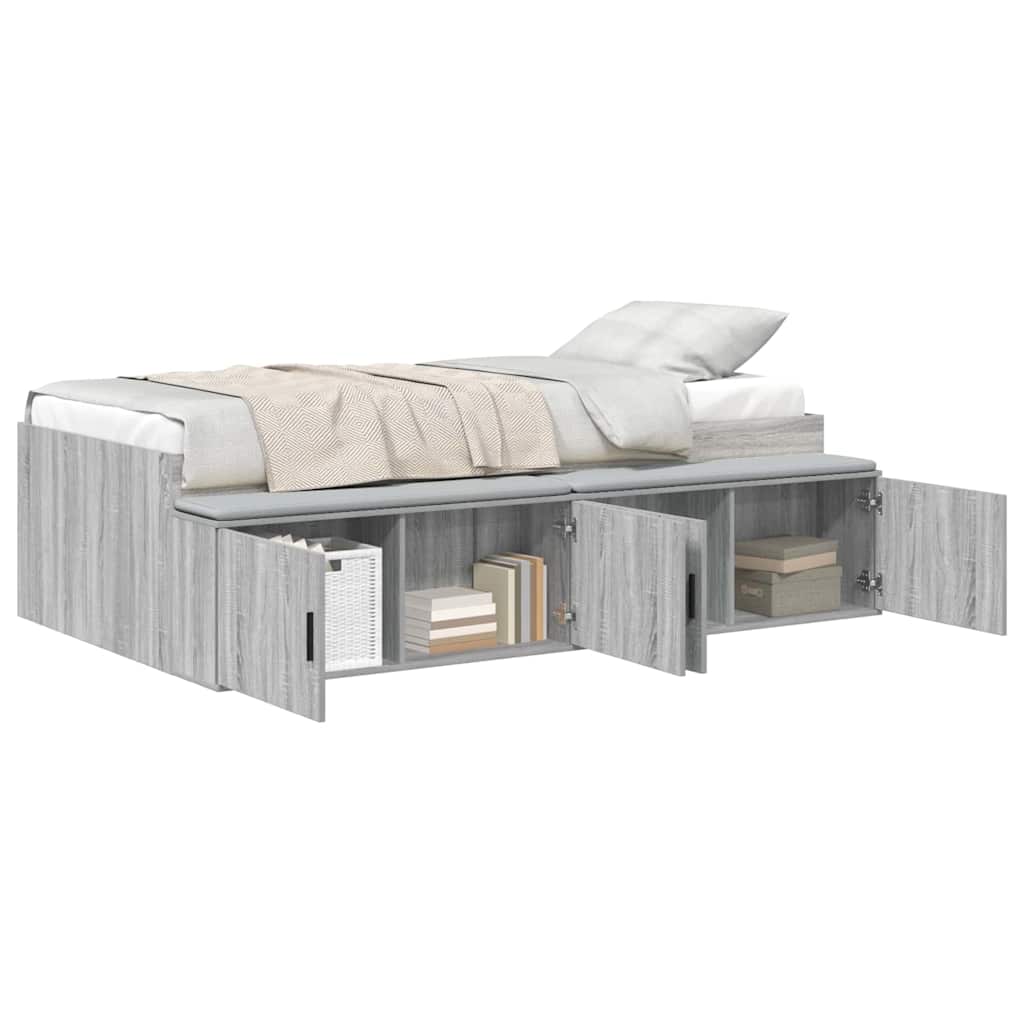 Struttura letto con contenitore Grigio sonoma 75 x 190 cm - homemem39