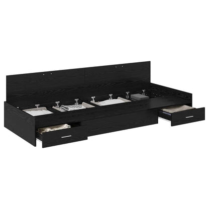 Struttura letto con contenitore Rovere Nero 100 x 200 cm