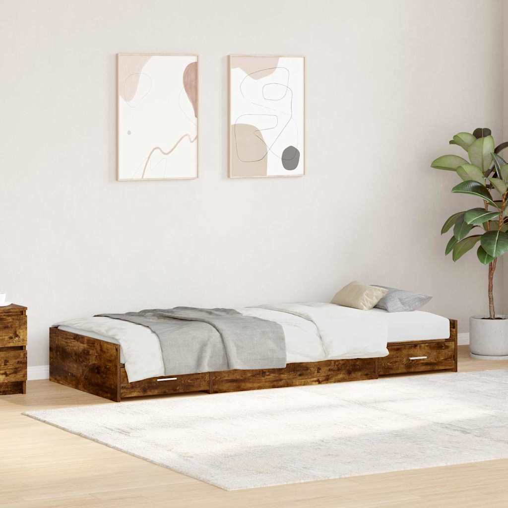 Struttura del letto con cassetto Rovere fumé 98.5 x 200 cm