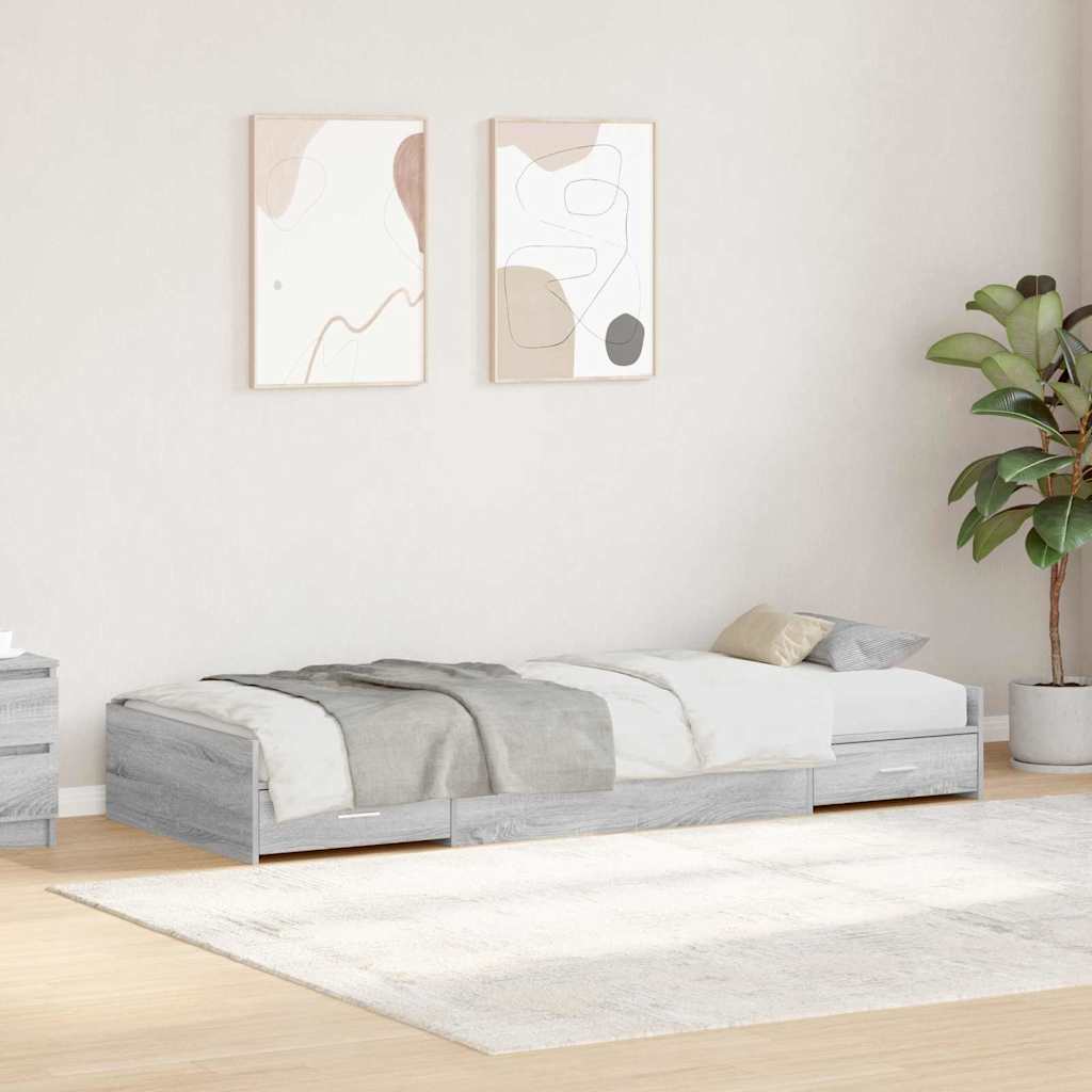 Struttura del letto con cassetto Grigio Sonoma 98.5 x 200 cm