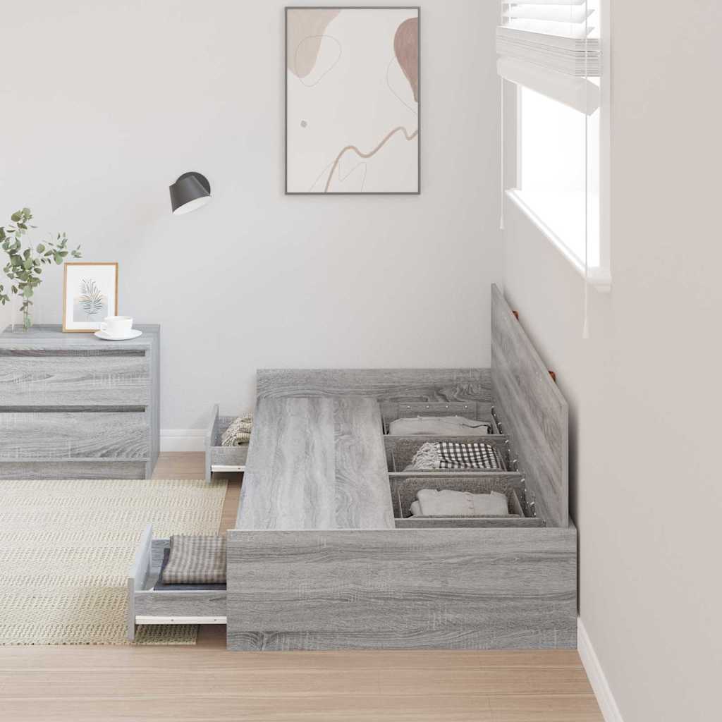 Struttura del letto con cassetto Grigio Sonoma 98.5 x 200 cm