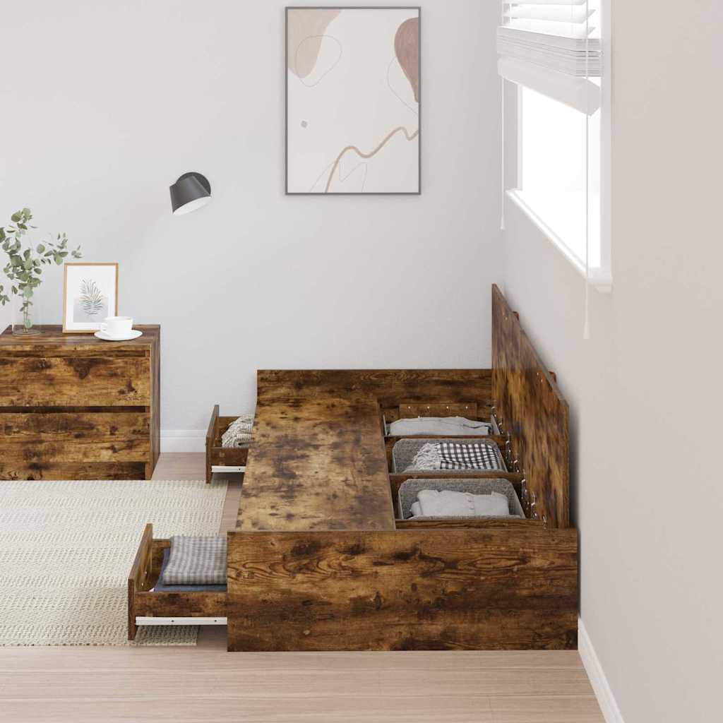 Struttura letto con contenitore Legno vecchio 100 x 200 cm