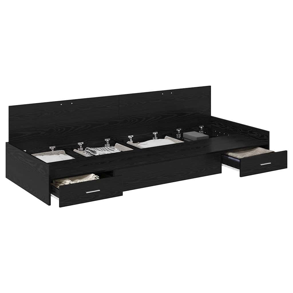 Struttura letto con contenitore Rovere Nero 90 x 200 cm - homemem39