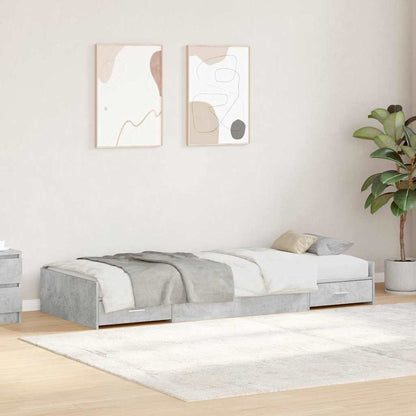 Struttura letto con contenitore Grigio cemento 75 x 190 cm