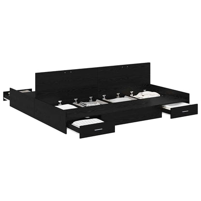 Struttura letto con contenitore Rovere nero 200 x 200 cm - homemem39