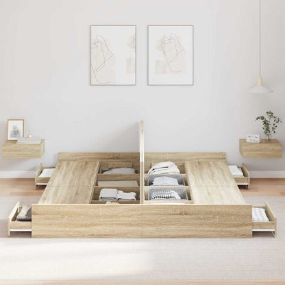 Struttura letto con contenitore rovere sonoma 200 x 200 cm - homemem39