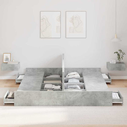 Struttura letto con contenitore Grigio cemento 200 x 200 cm