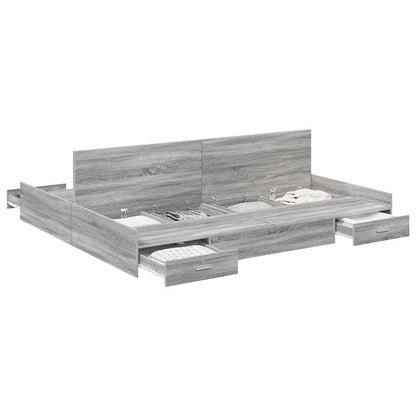 Struttura letto con contenitore Grigio sonoma 200 x 200 cm - homemem39